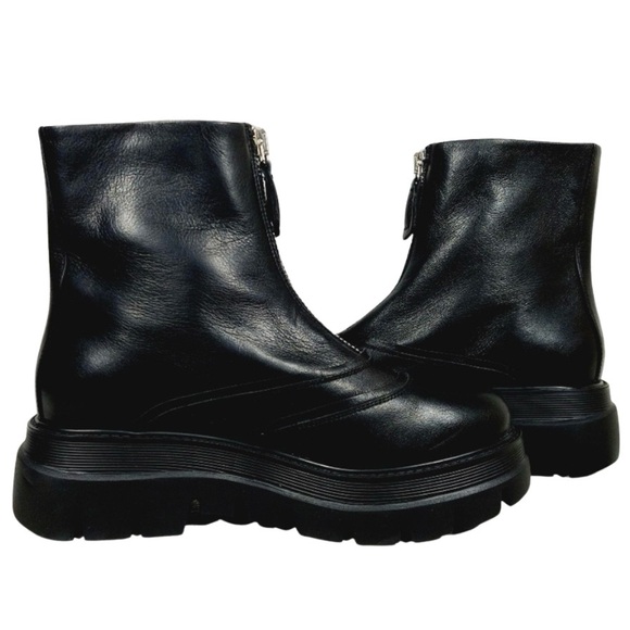 Aquatalia Black Calf Leather Zip-Up Ankle Boots - Picture 3 of 9